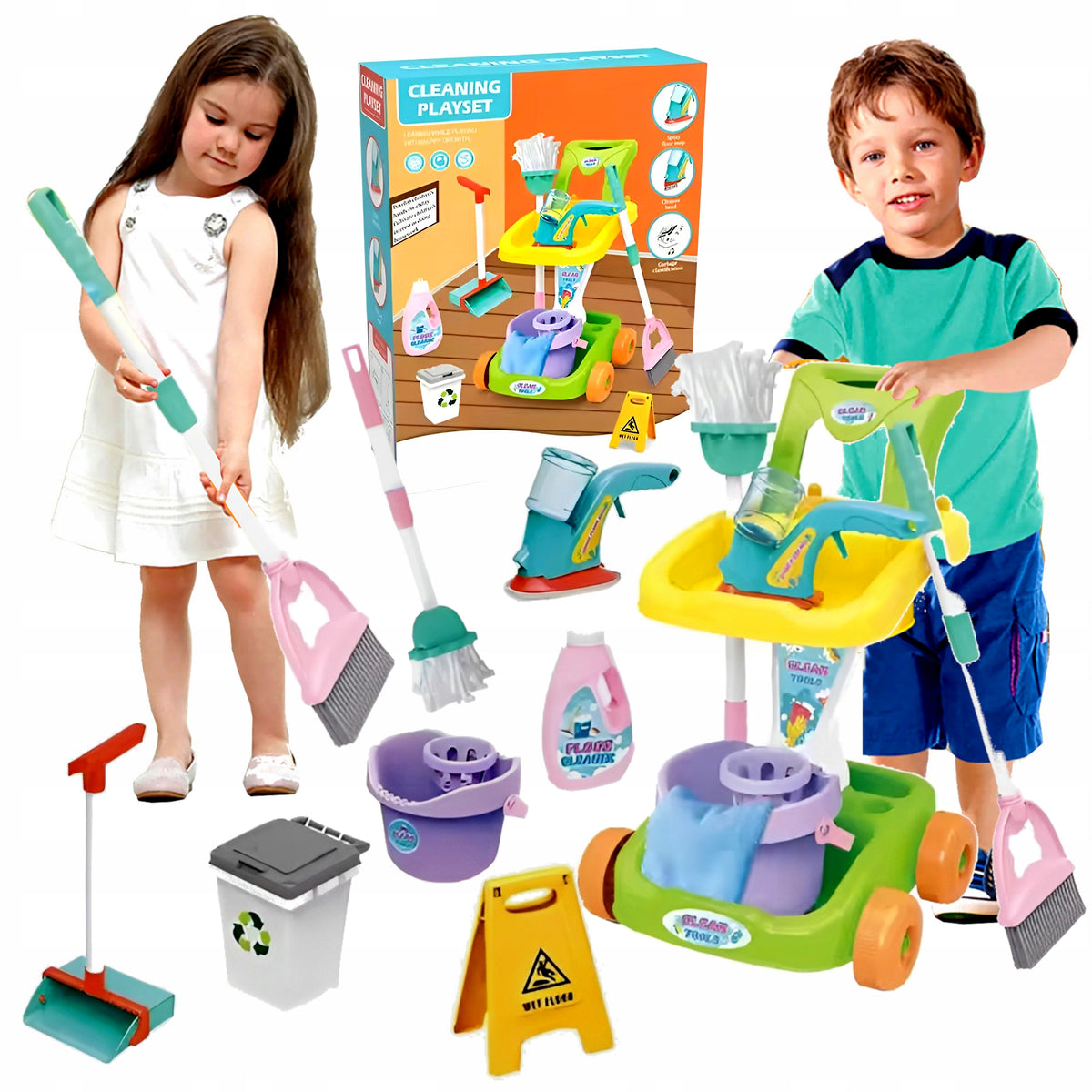 CLEANING KIT FOR CHILDREN STROLLER BROOM BUCKET ACCESSORIES MOP 15in1 Packaging status original