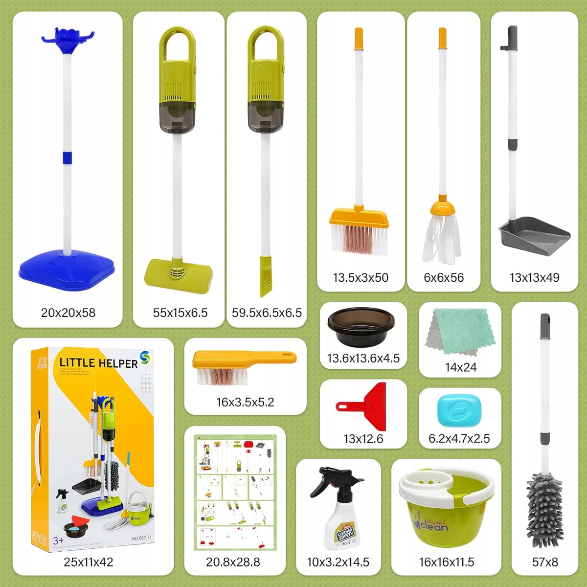 CLEANING KIT FOR KIDS 14in1 VACUUM CLEANER SUCTION FUNCTION LARGE SET Manufacturer code Z3190N