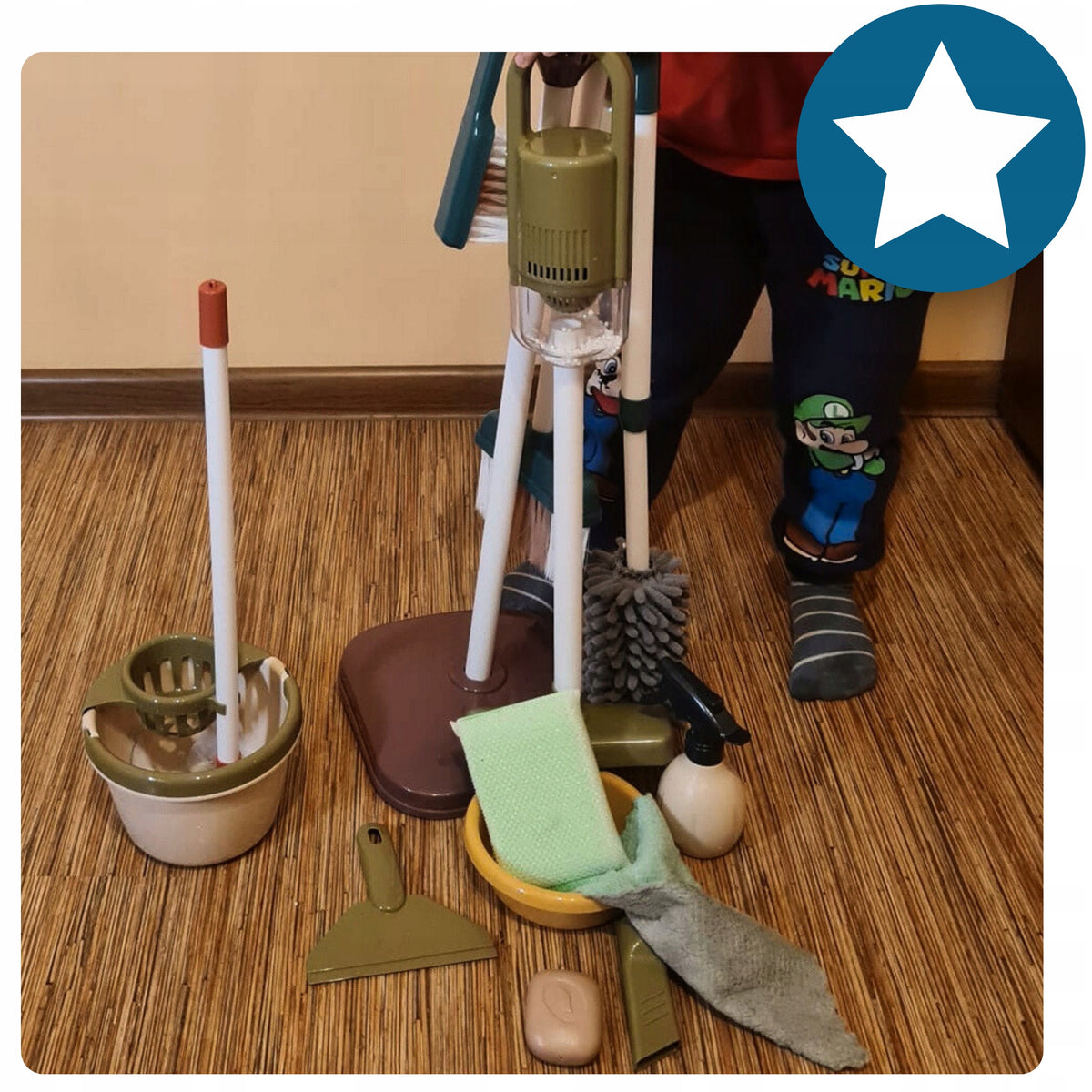 CLEANING KIT for Kids Mop Bucket Accessories Household Vacuum Cleaner 15in1 Manufacturer code ZESTAW DO SPRZĄTANIA dla Dzieci Odkurzacz Mop