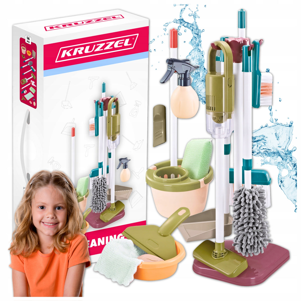 CLEANING KIT for Kids Mop Bucket Accessories Household Vacuum Cleaner 15in1