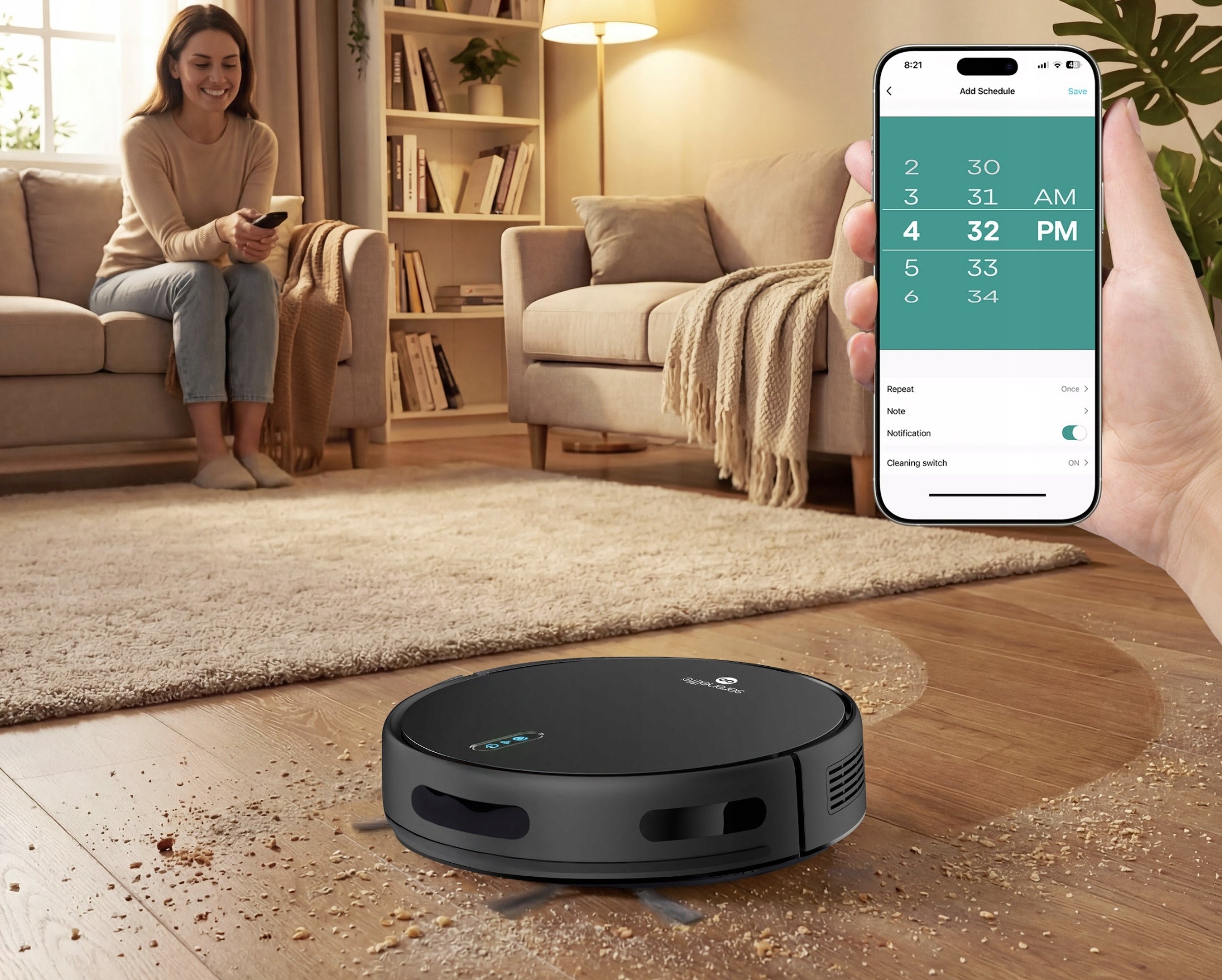 CLEANING ROBOT MOPPING 4IN1 VACUUMING MOPPING SWEEPING 2000PA BLACK Dominant color black