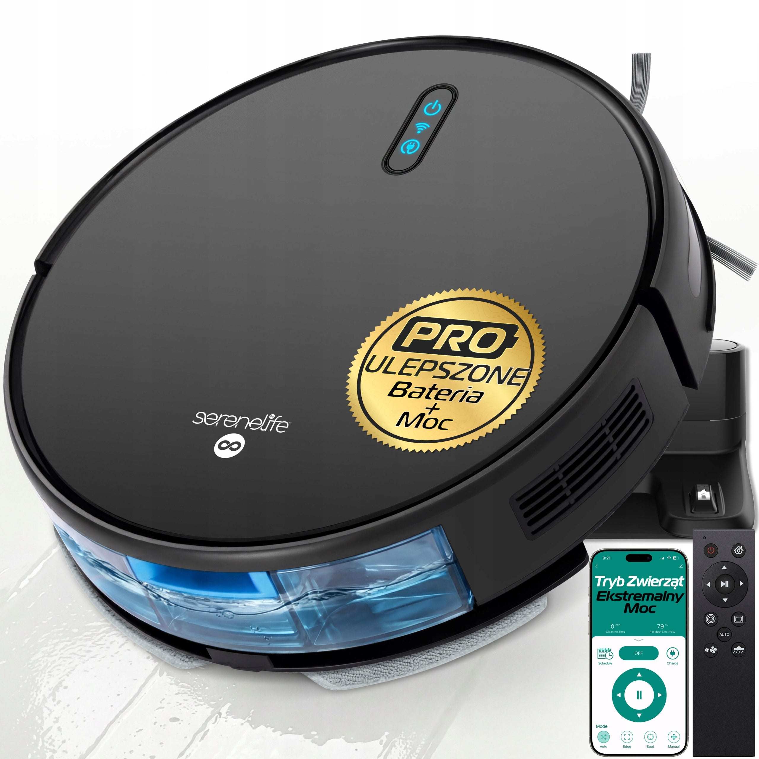CLEANING ROBOT MOPPING 4IN1 VACUUMING MOPPING SWEEPING 2000PA BLACK