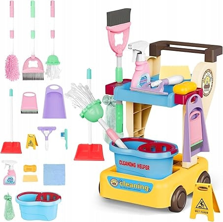 CLEANING SET FOR CHILDREN 16 EL. VACUUM CLEANER, MOP, BRUSH - TOY Brand deAO
