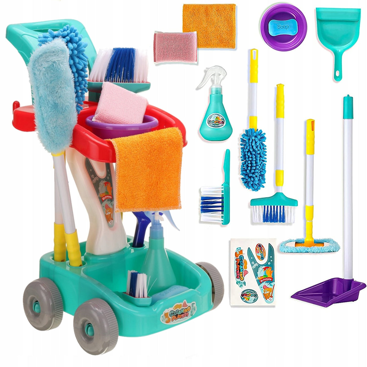 CLEANING SET for children LARGE STROLLER MOP BROOM WATER SPRAY 13 el.