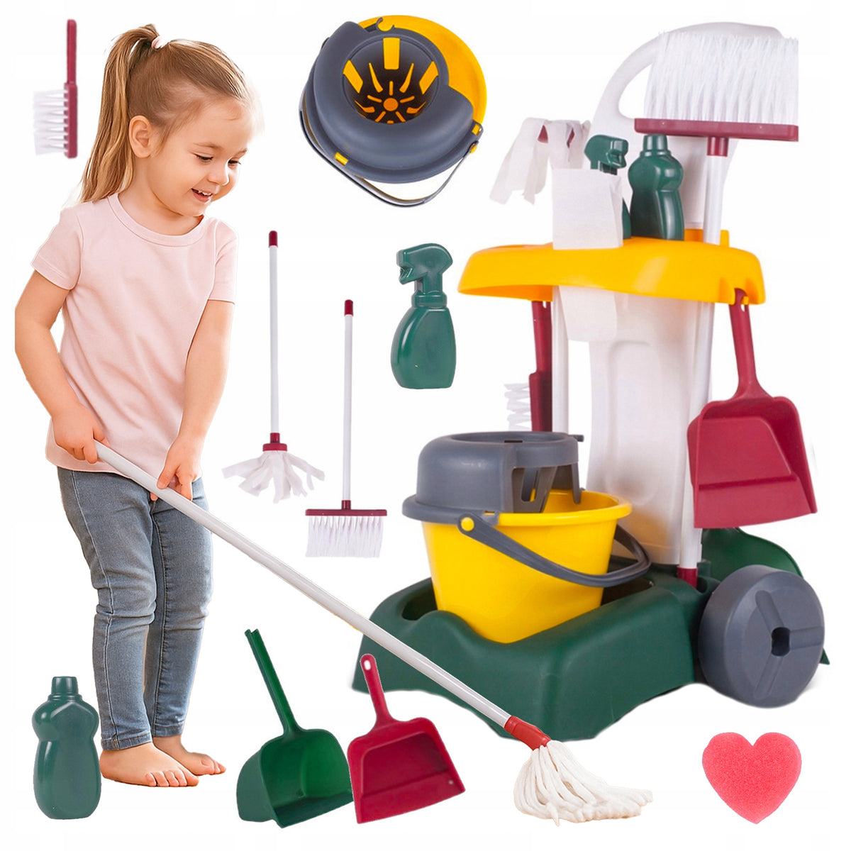 CLEANING TROLLEY FOR CHILDREN BUCKET MOP BROOM cleaning set XXL Manufacturer code U444