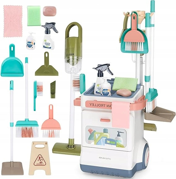 CLEANING TROLLEY FOR CHILDREN VACUUM CLEANER WITH SUCTION FUNCTION BROOM TROLLEY