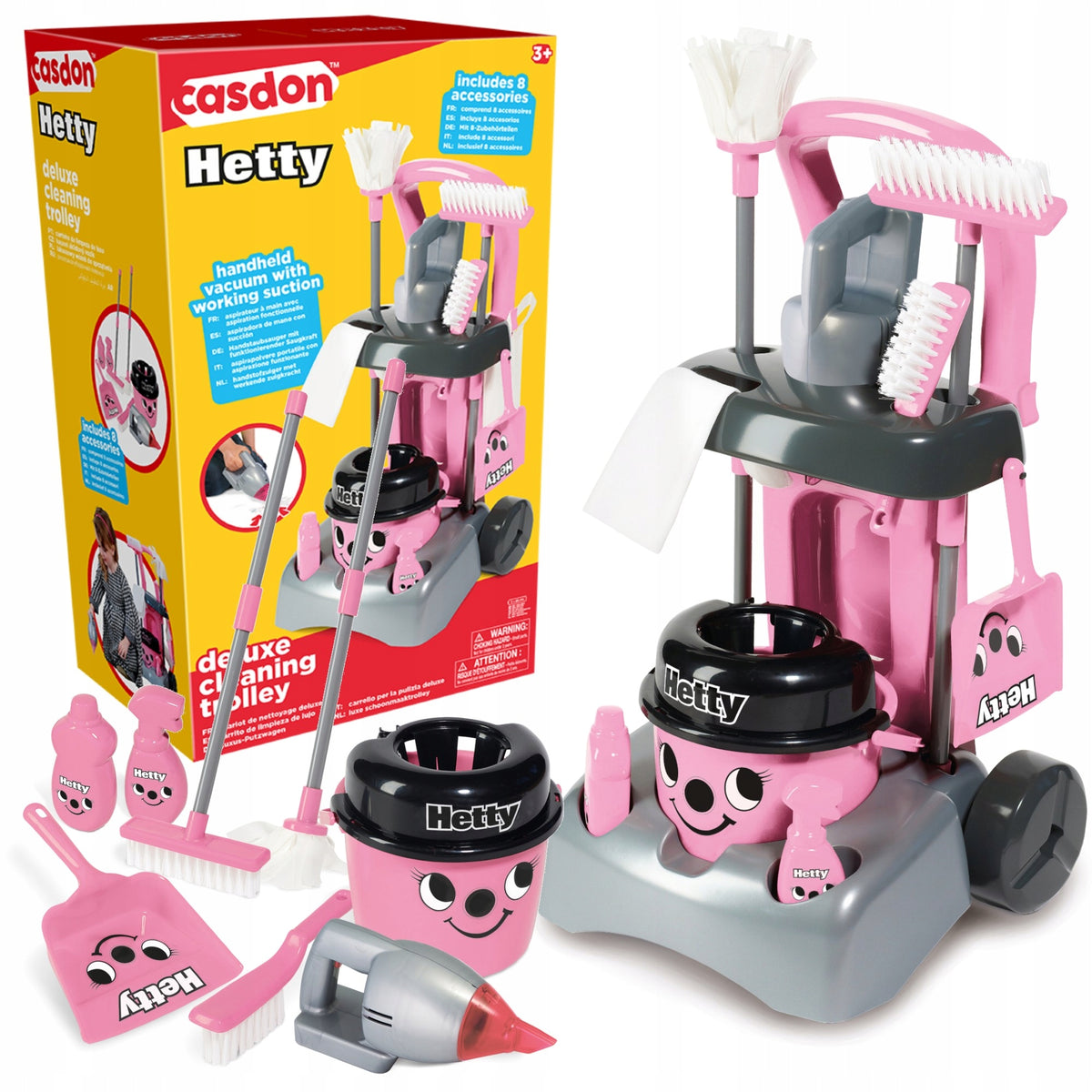CLEANING TROLLEY HETTY FOR CHILDREN SET XXL VACUUM CLEANER MOP BUCKET CASDON