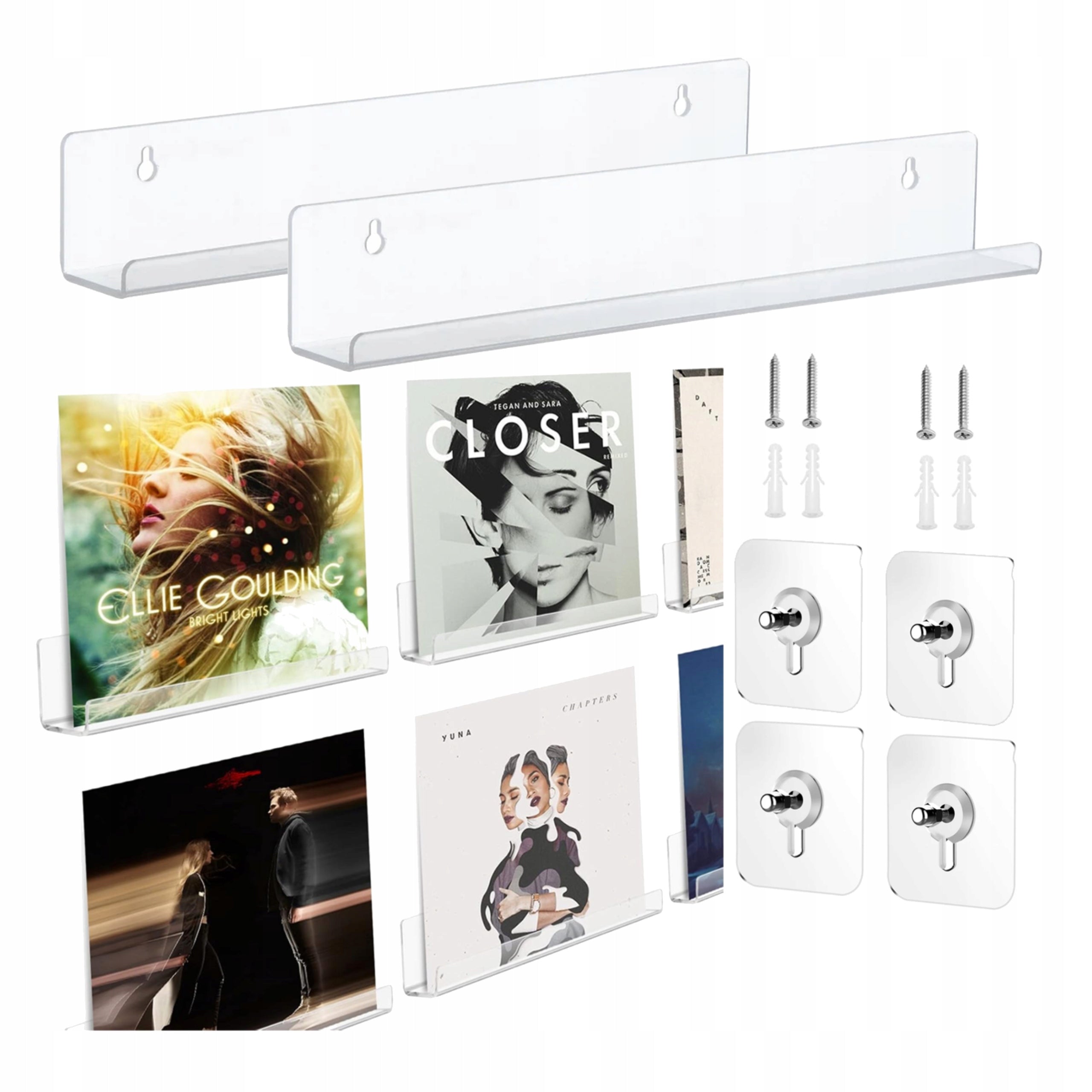 CLEAR VINYL DISPLAY SHELF FOR ACRYLIC VINYL RECORDS 2 PCS
