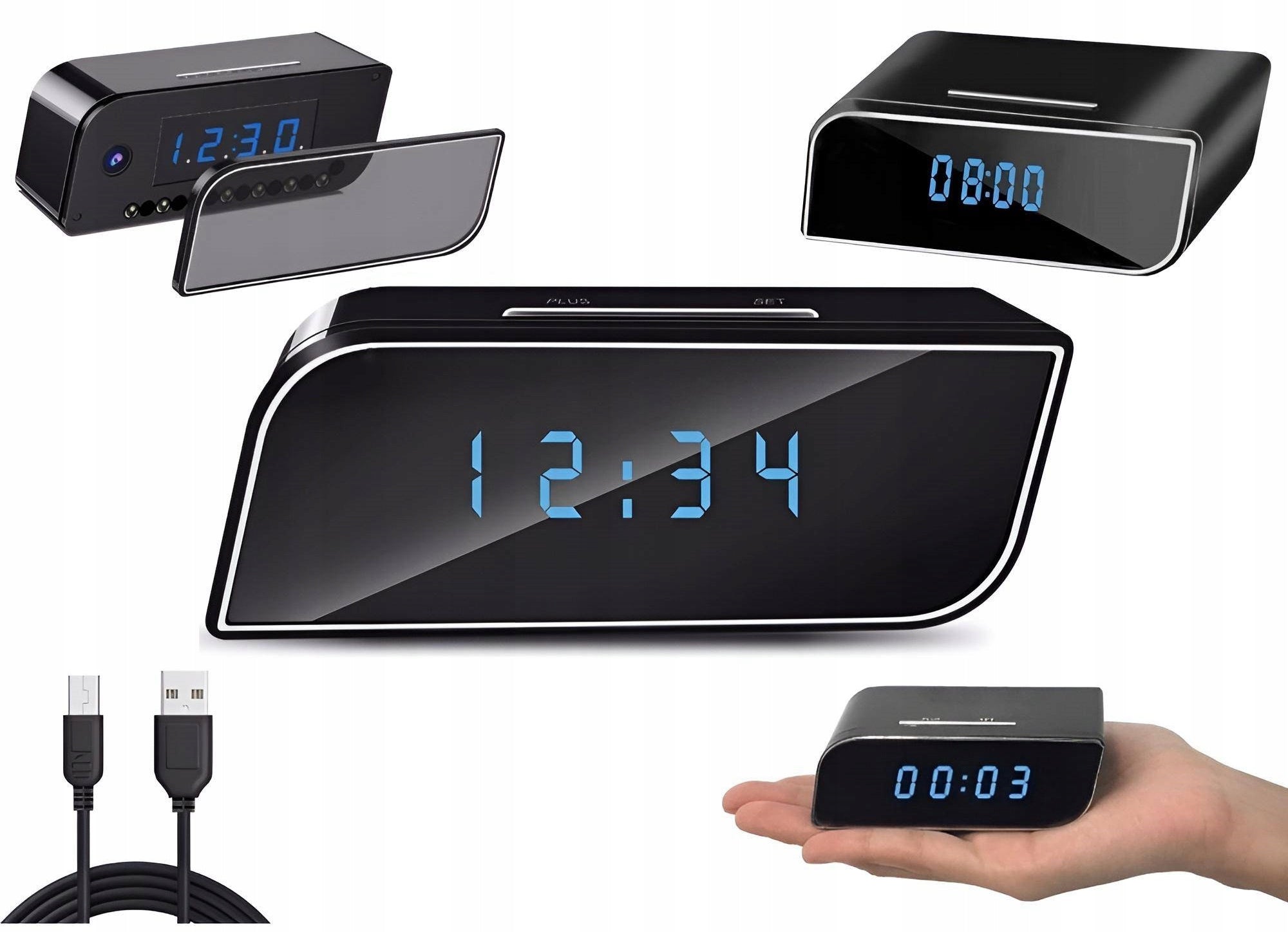 CLOCK ALARM CLOCK SPY WATCH HIDDEN MINI CAMERA NIGHT MODE IR WIFI Manufacturer code G-03306411