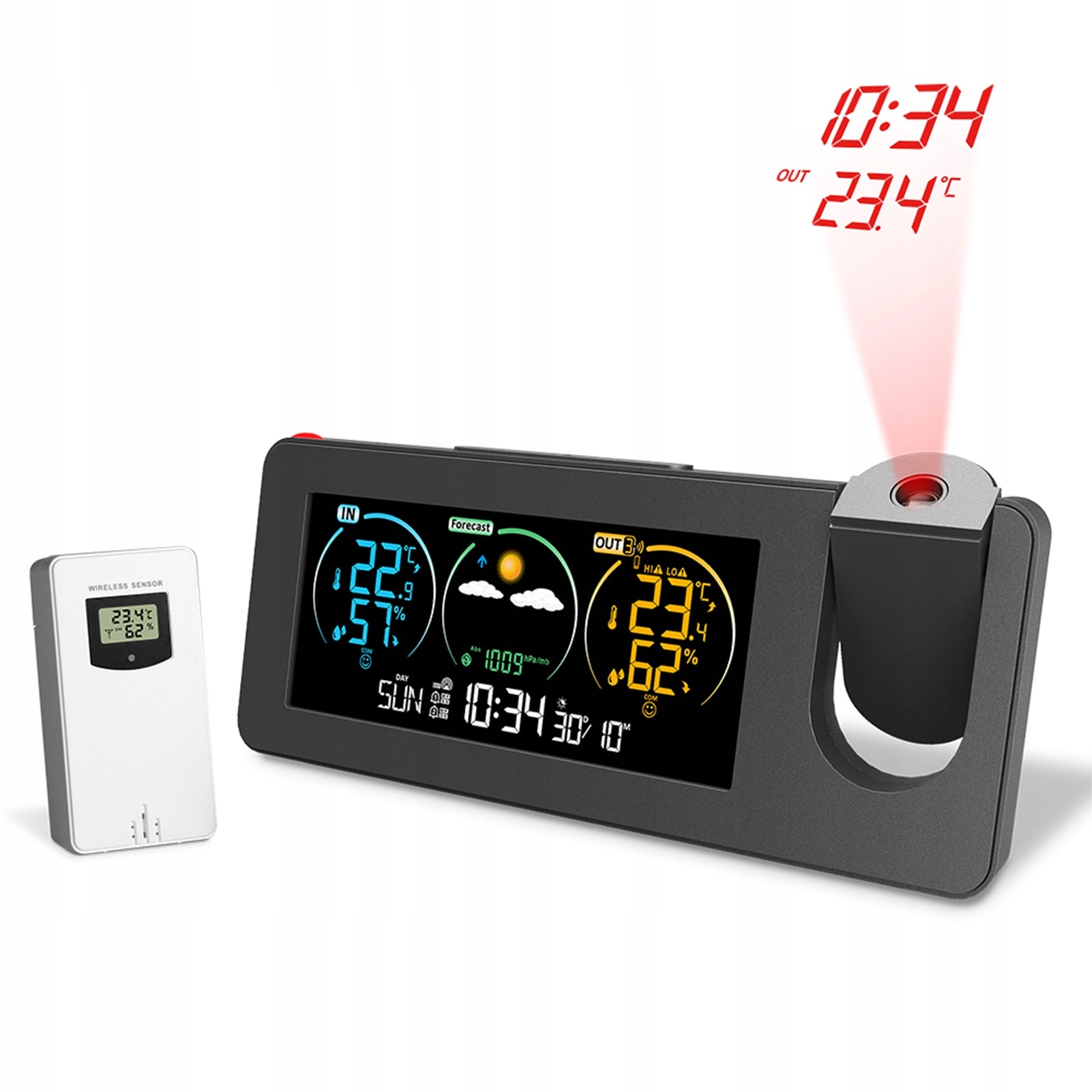 CLOCK WITH PROJECTOR FUNCTION ALARM CLOCK TEMP