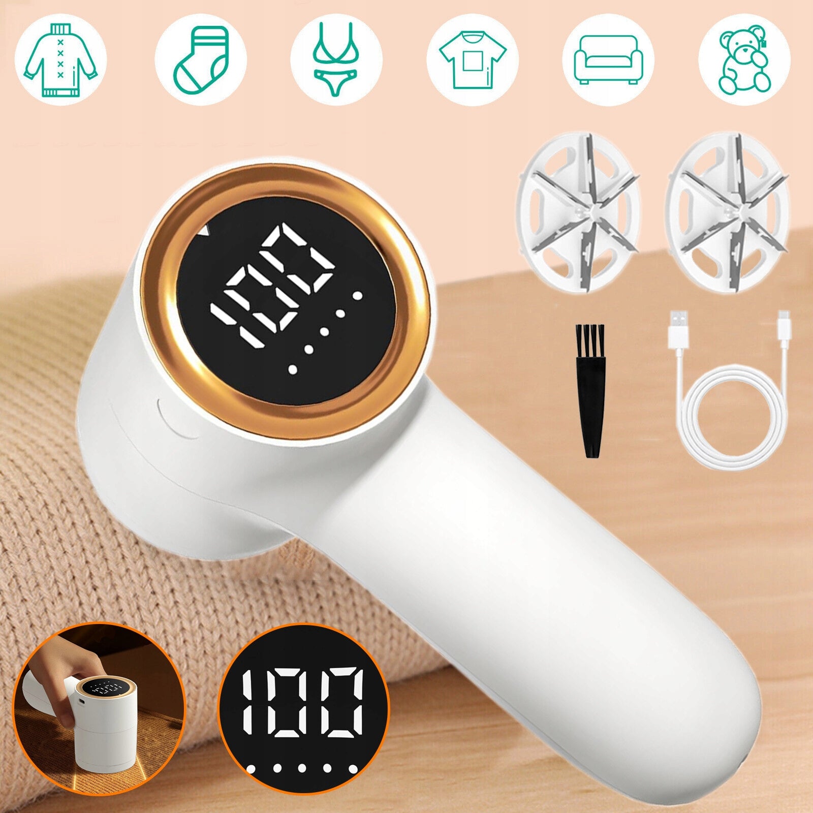 CLOTHES SHAVER CORDLESS Electric Machine + SPARE BLADE Manufacturer code ajjyth