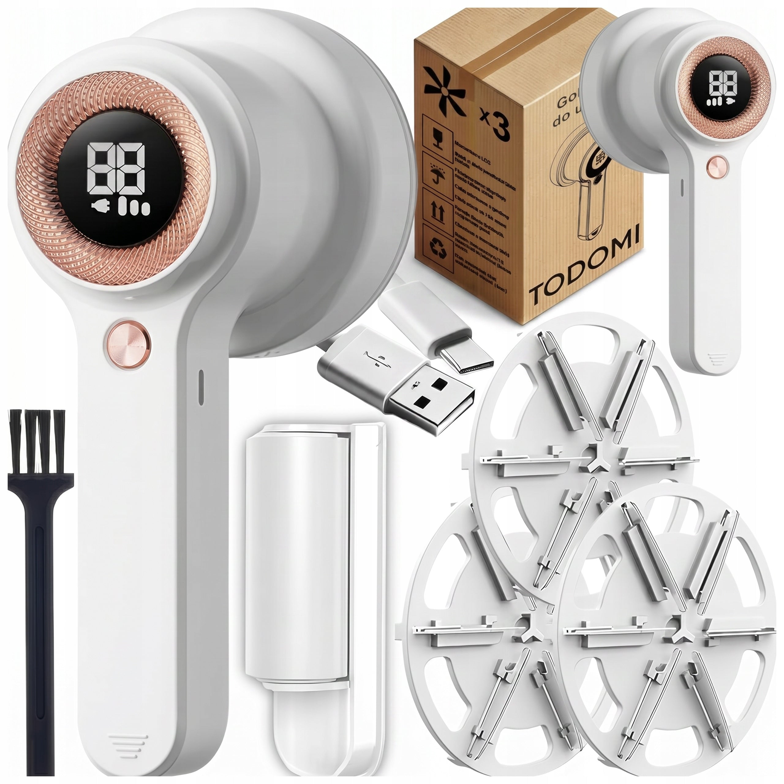 CLOTHES SHAVER CORDLESS MACHINE 3 MODES USB-C 2000mAh 4x 6 BLADES