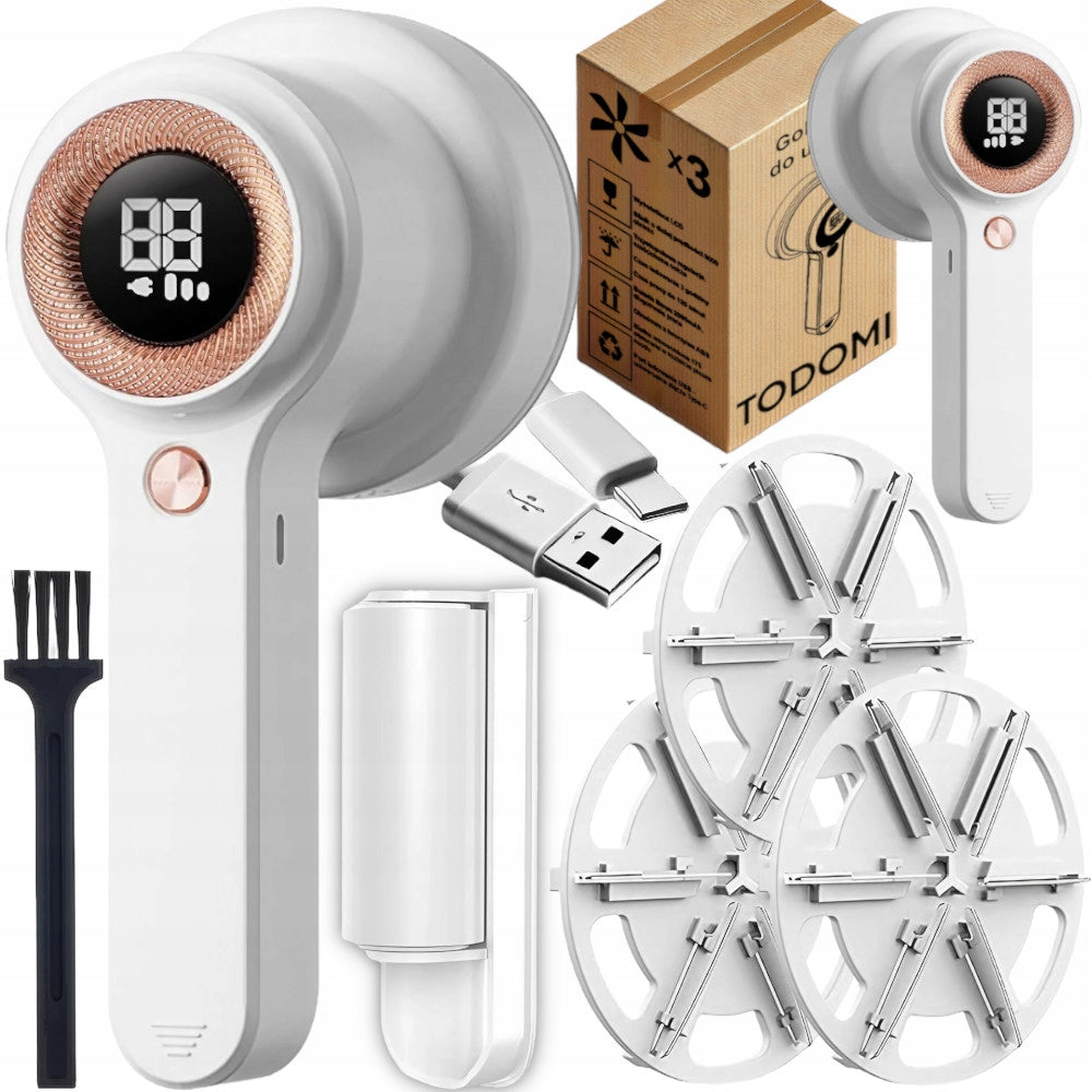 CLOTHES SHAVER CORDLESS MACHINE 3 MODES USB-C 2000mAh 4x 6 BLADES