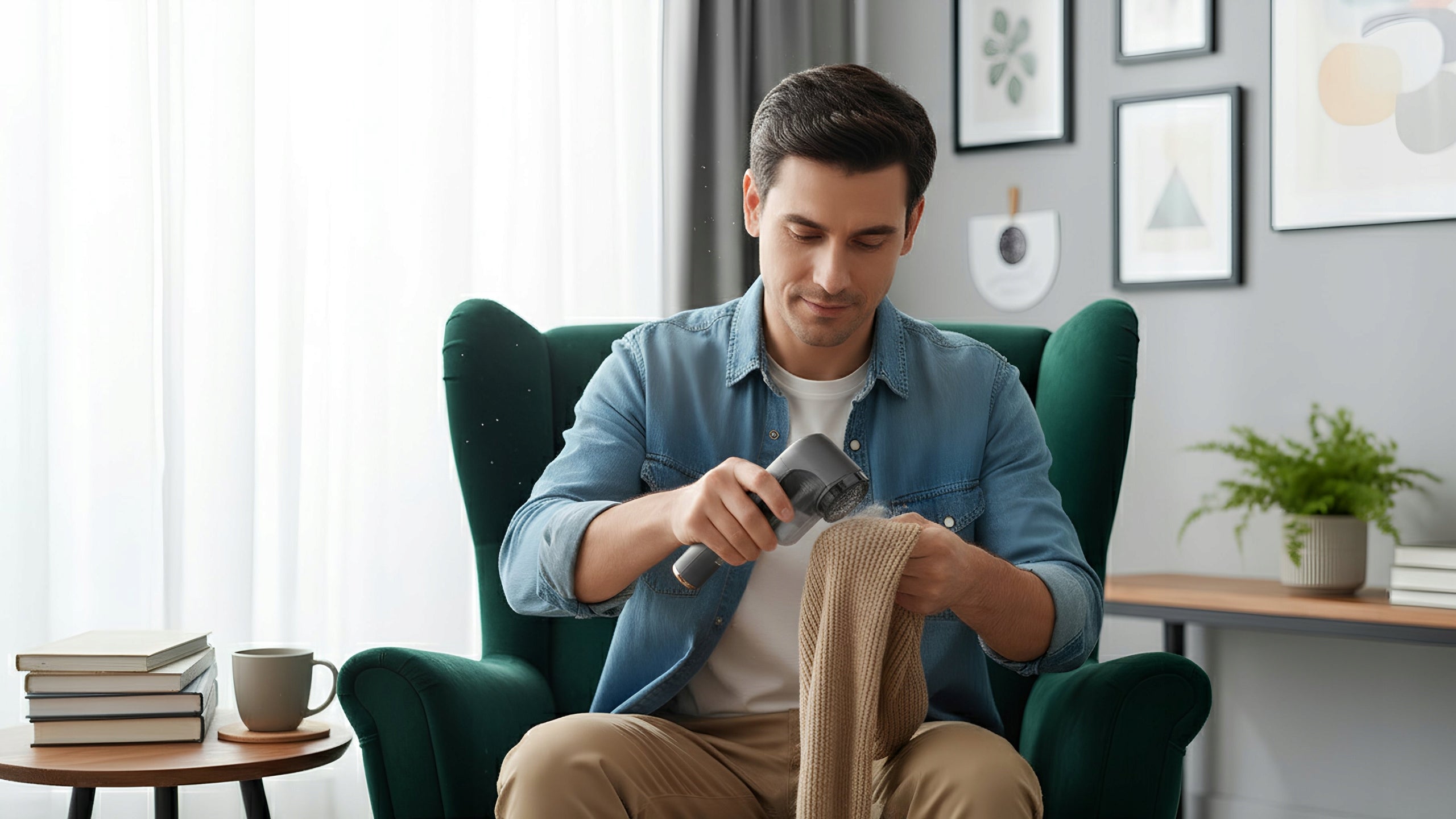 CLOTHES SHAVER CORDLESS USB-C LCD + SPARE BLADES + LARGE TANK Brand Syncra