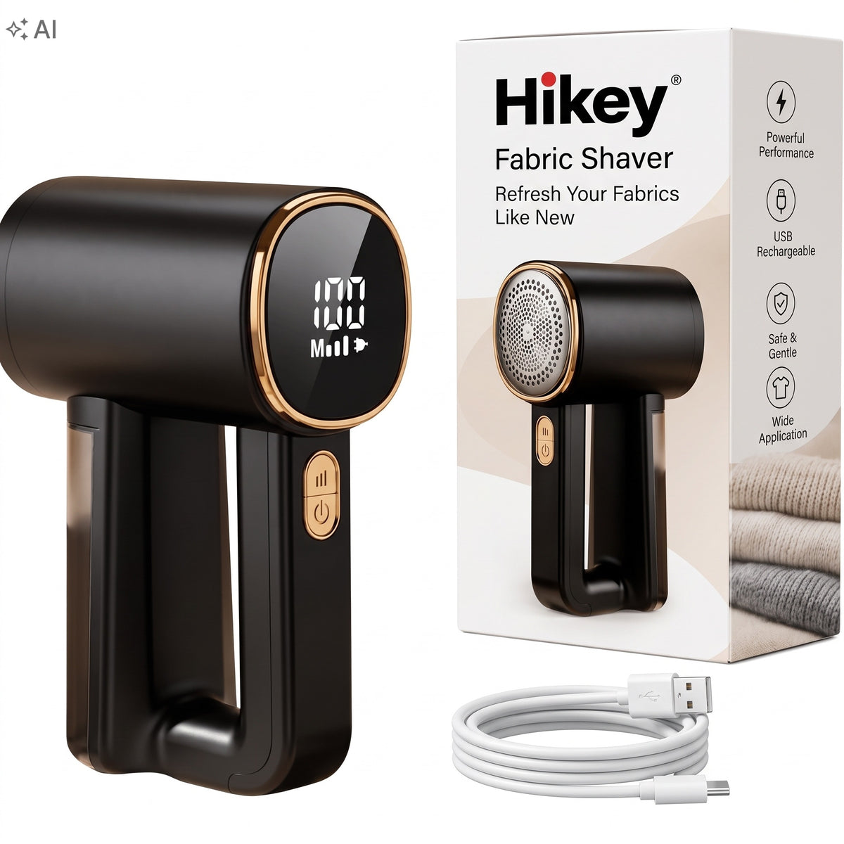 CLOTHES SHAVER FABRIC UPHOLSTERY COUCH CORDLESS USB BLACK LED