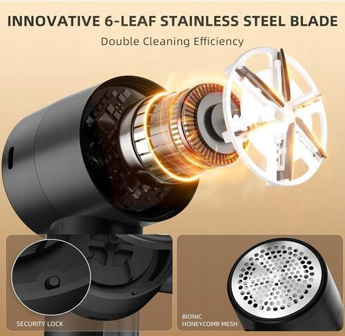 CLOTHES SHAVER LINT REMOVER Q20 PORTABLE, LED DISPLAY, BLACK Manufacturer code Q20