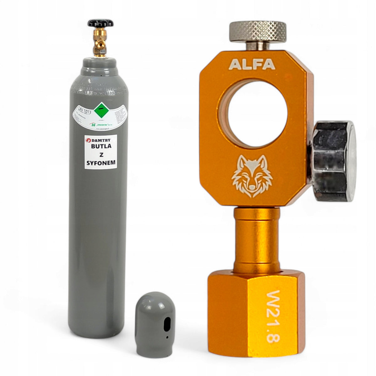 CO2 8l Cylinder and Fistula Adapter ALFA10 For Sodastream Quick Connect Cartridges