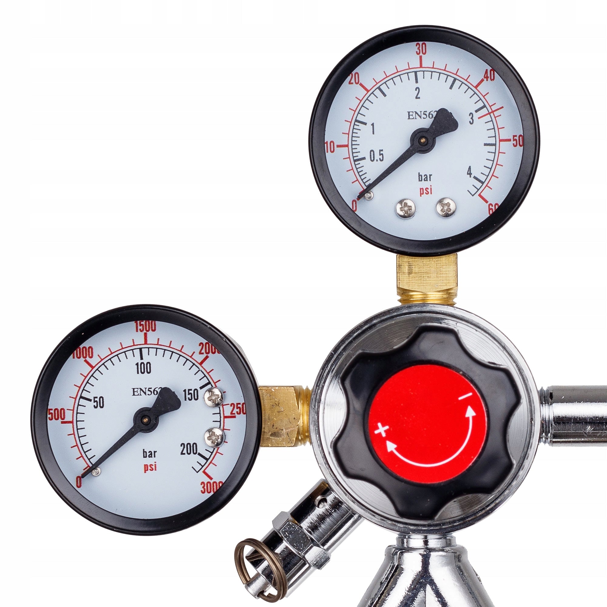 CO2 Reducer for Water Beer Wine Cider KEG Double 2 Connections 8mm Valves Dominant color silver/gray
