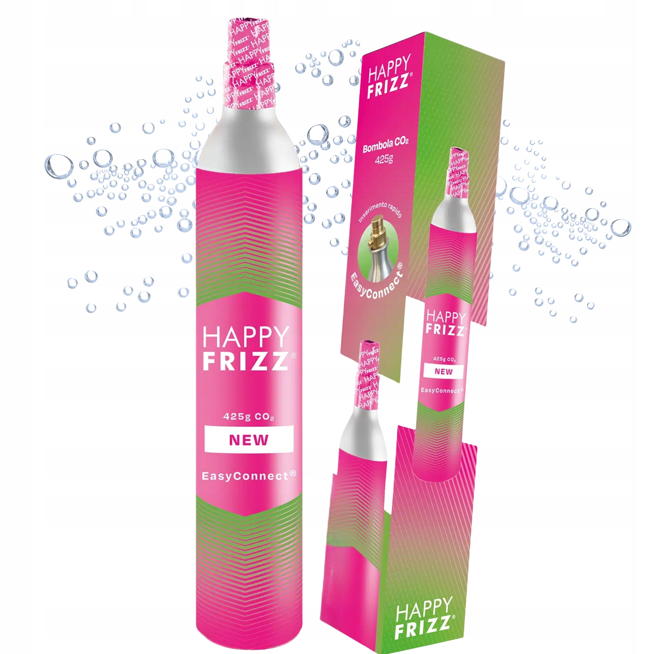 CO2 cylinder for SodaStream QC Gas cartridge HAPPY FRIZZ Cylinder pink 425g