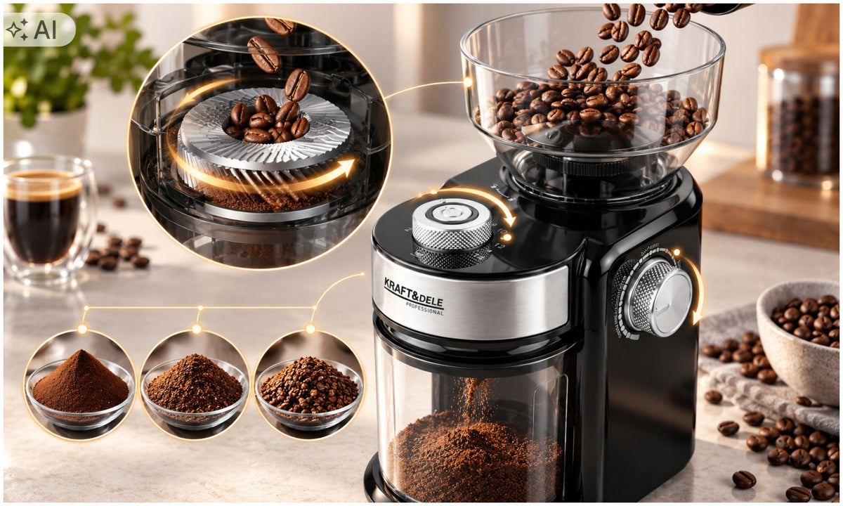COFFEE GRINDER ELECTRIC GRINDER ADJUSTMENT EFFICIENT POWERFUL Packaging status original