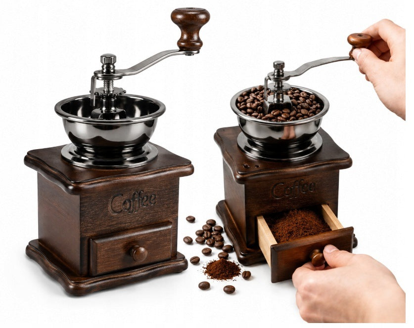 COFFEE GRINDER SPICE HANDHELD WOODEN SOLID TRADITIONAL STRONG