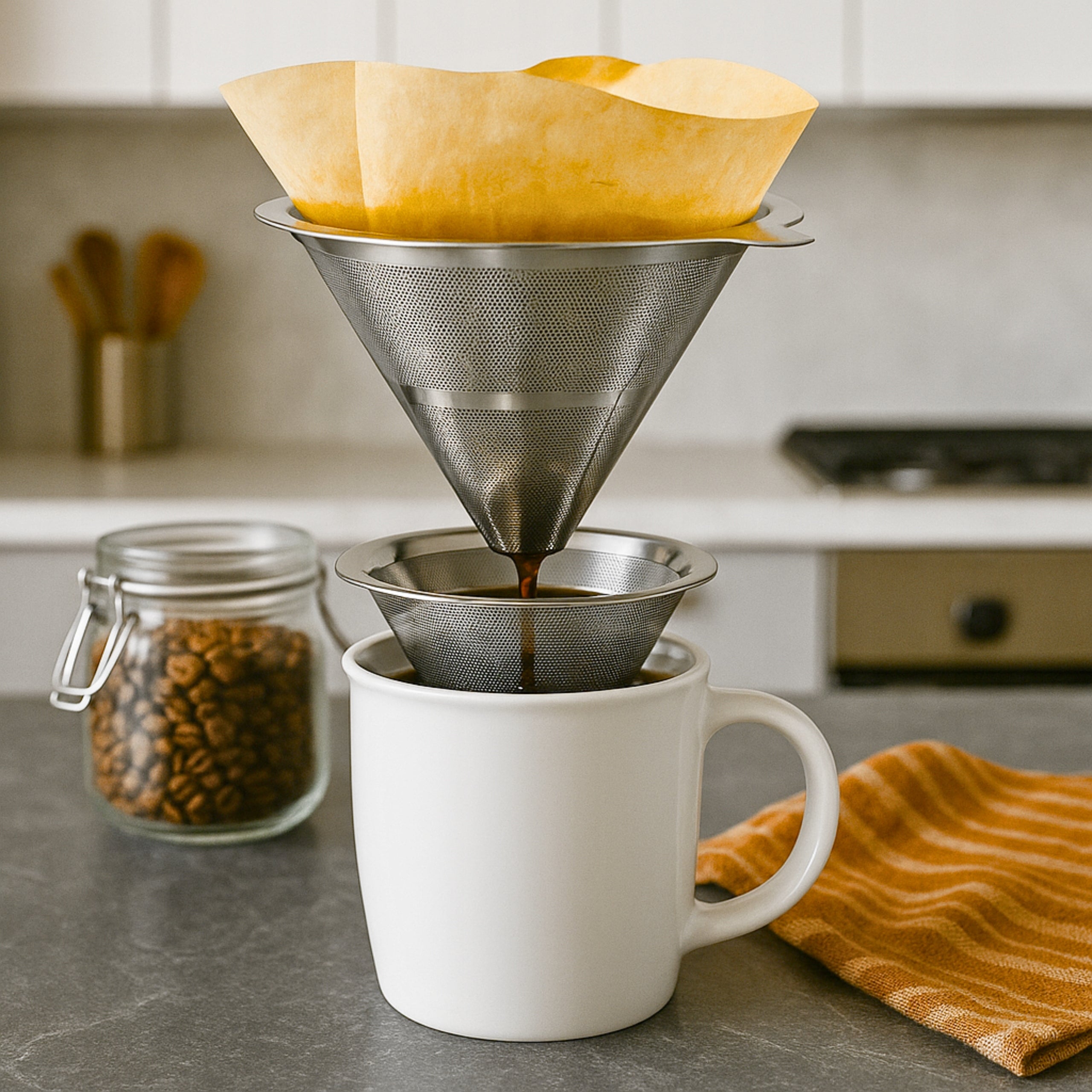 COFFEE INFUSER HERBS STEEL STRAINER 13,5cm STAINLESS STEEL 18/0 Packaging status original