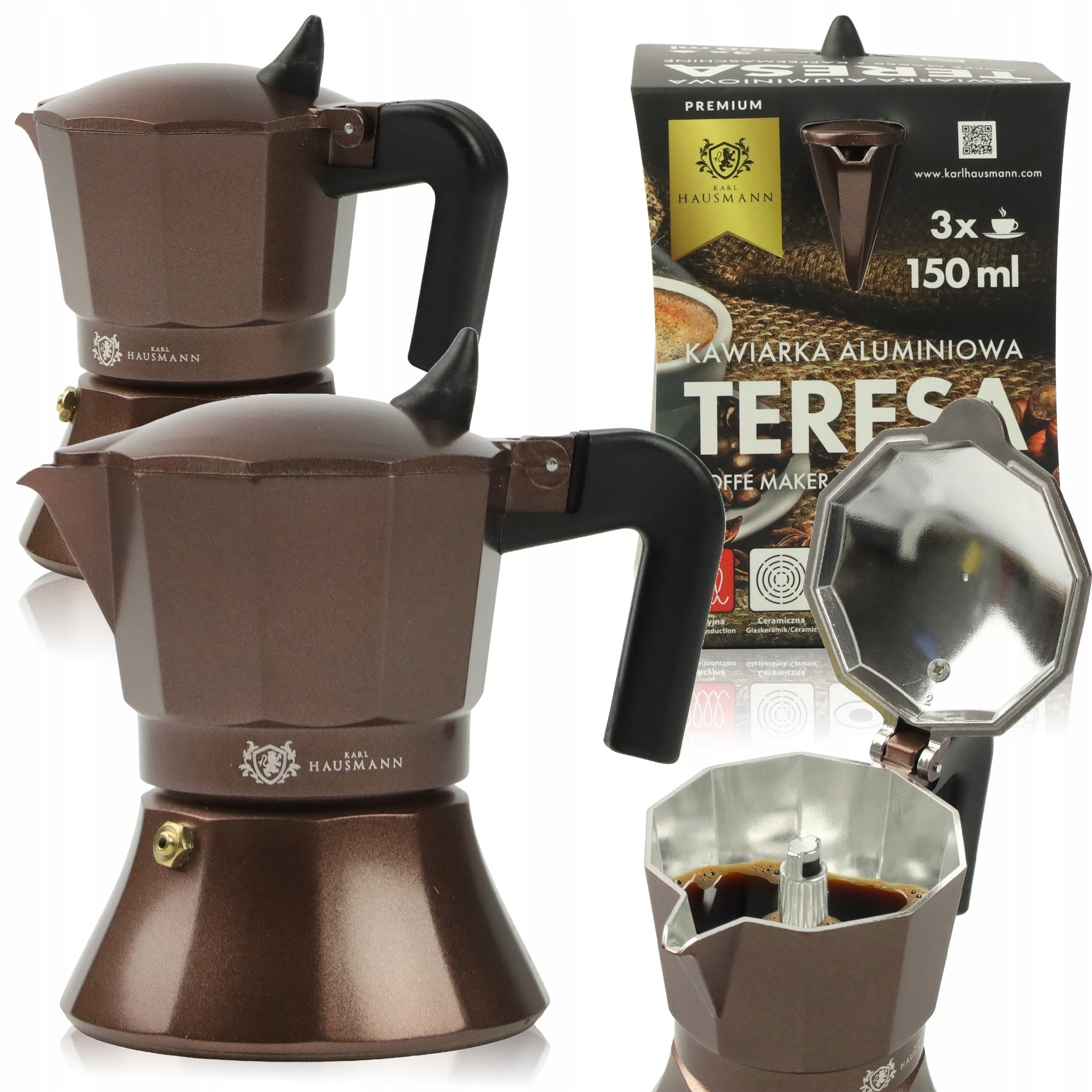 COFFEE MAKER ALUMINUM COFFEE MAKER ITALIAN MOKA COFFEE MAKER FOR 3 COFFEES