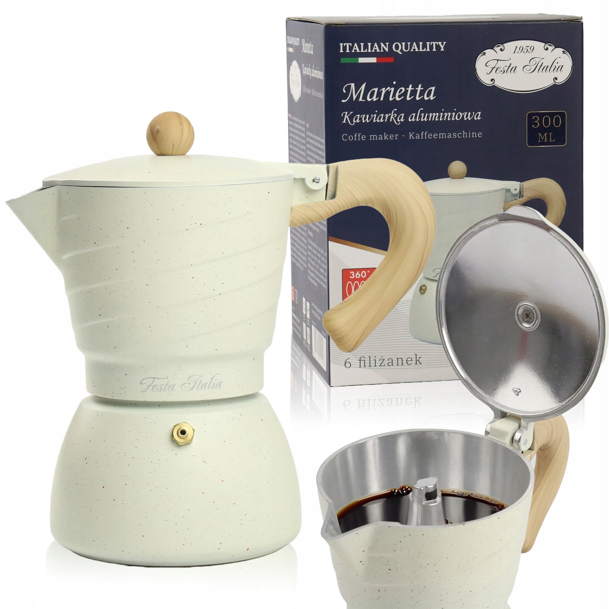 COFFEE MAKER ALUMINUM MOKA ITALIAN COFFEE MAKER FOR 6 CUPS