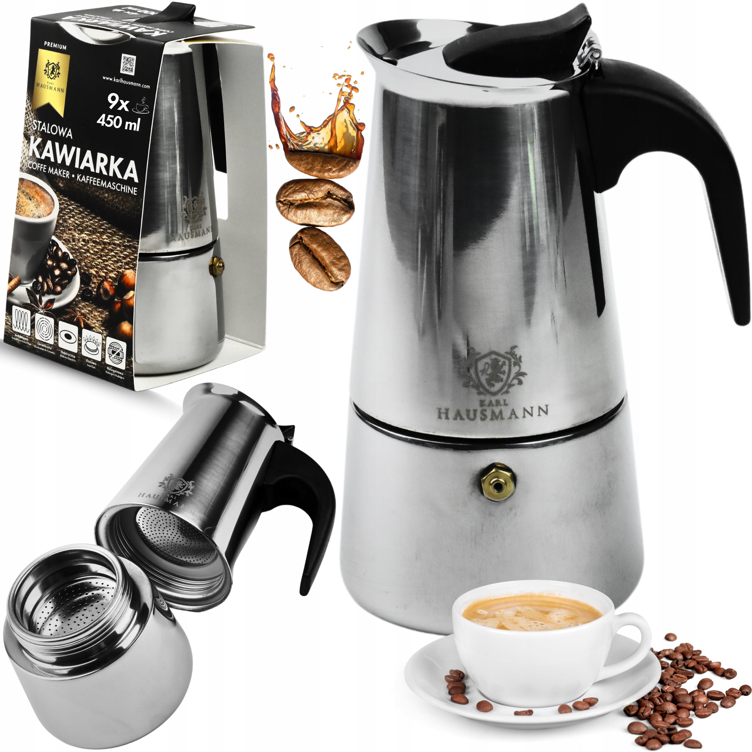 COFFEE MAKER STEEL COFFEE MAKER 12 CUPS COFFEE INDUCTION 450 ML ITALIAN