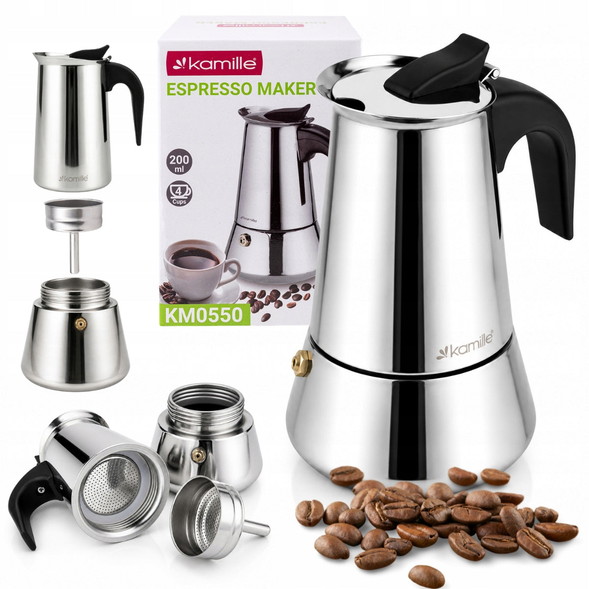 COFFEE MAKER STEEL ESPRESSO INFUSER 200 ml KAMILLE