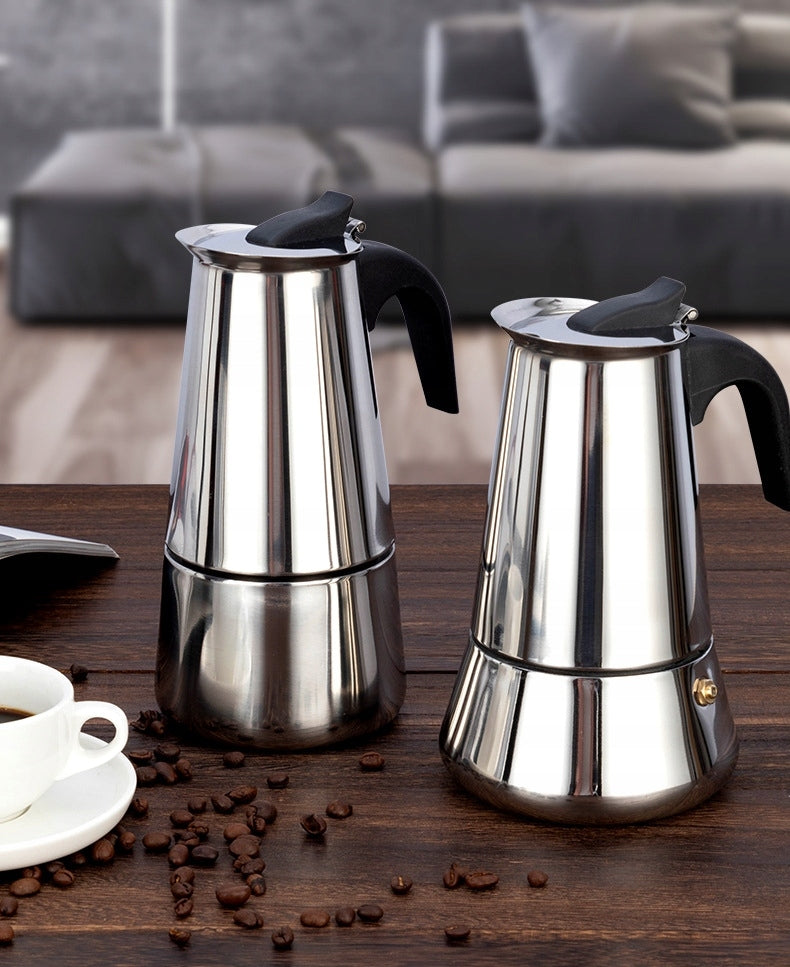 COFFEE MAKER TEA INFUSER 450ml STEEL INDUCTION GAS 9 CUPS Packaging status original