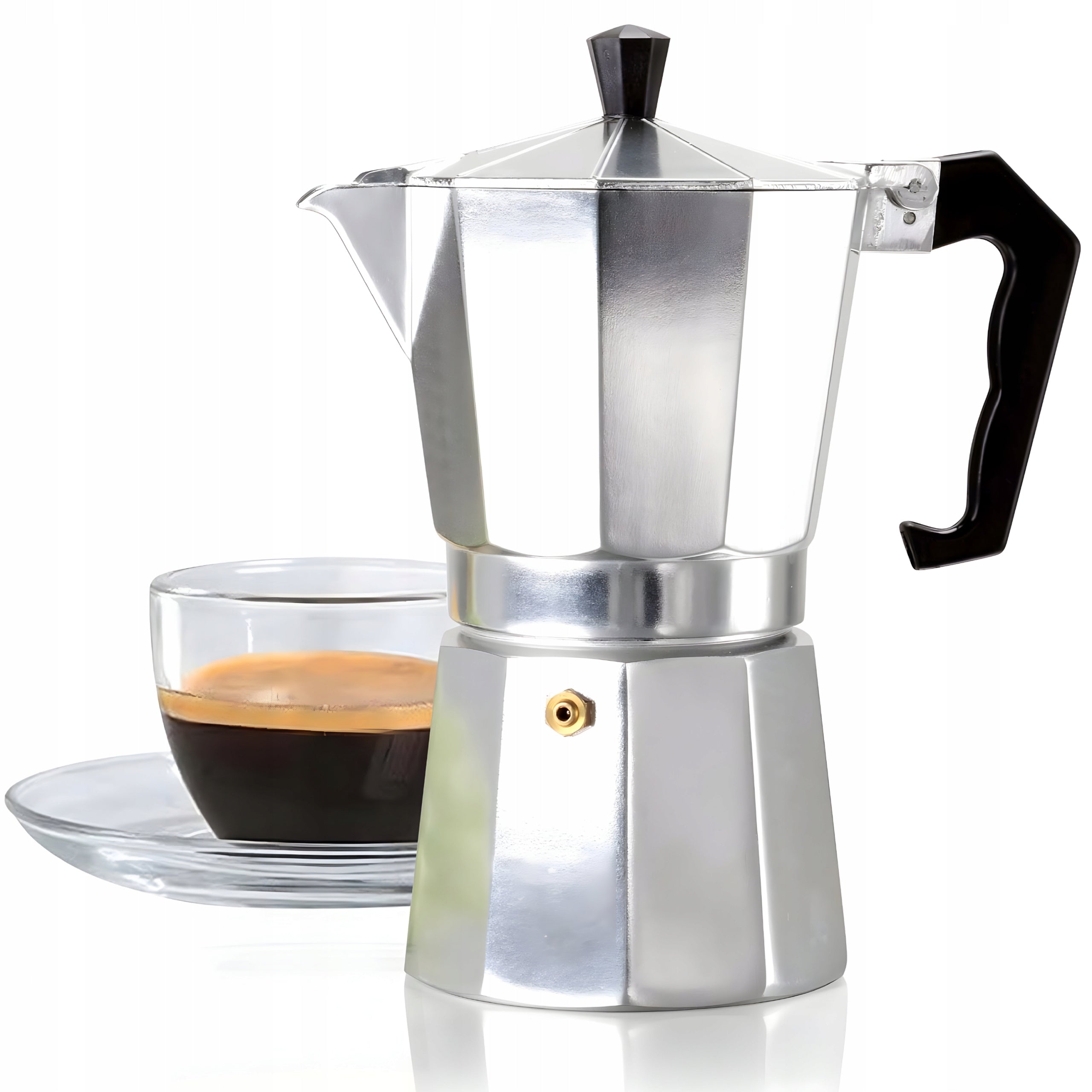 COFFEE MAKER TEA INFUSER 600ML ALUMINUM PLATE GAS 12 CUPS Packaging status original