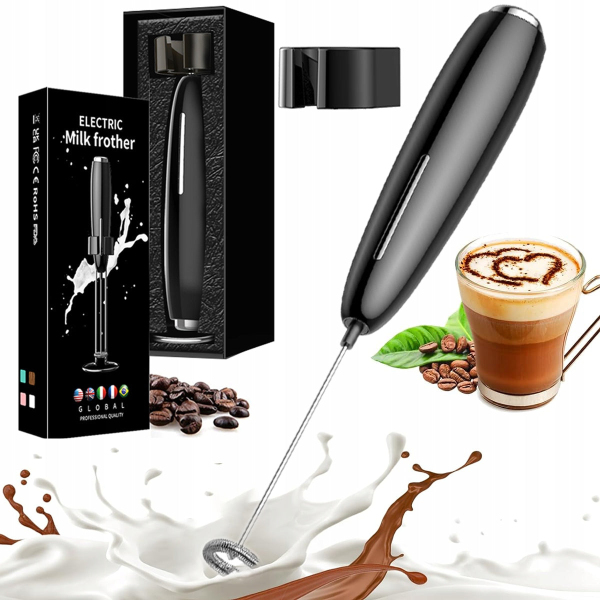COFFEE MILK FROTHER MANUAL ELECTRIC BEATER CORDLESS MIXER!