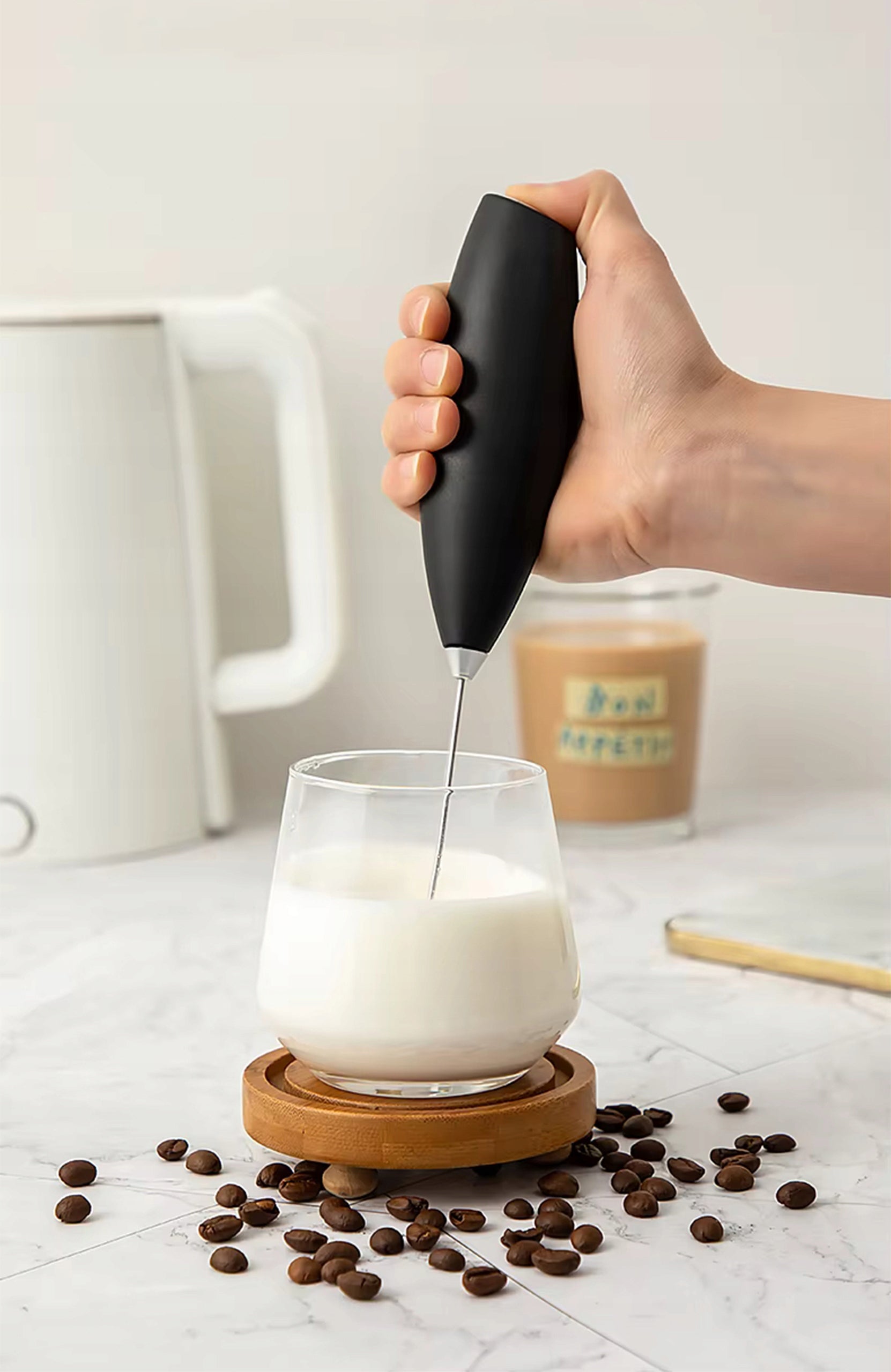 COFFEE MILK FROTHER WITH STAND MINI ELECTRIC HAND MIXER 2 PIECES Manufacturer code 44-594#