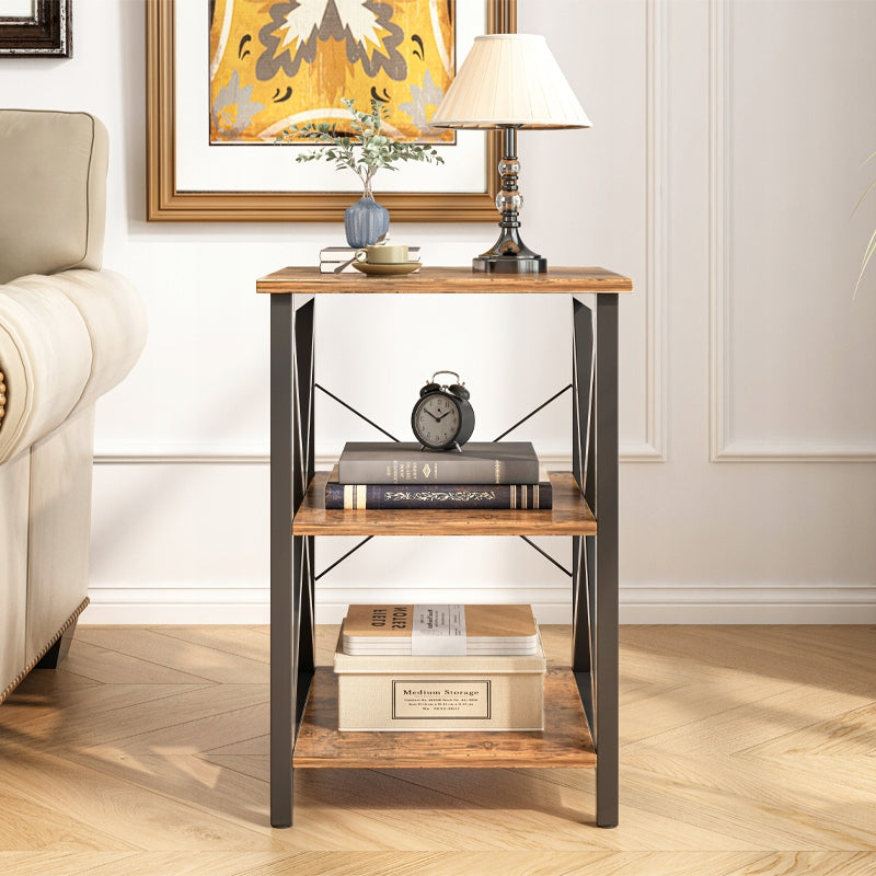 COFFEE TABLE INDUSTRIAL SQUARE WOODEN SHELF RETRO LOFT CABINET Brand Muvu