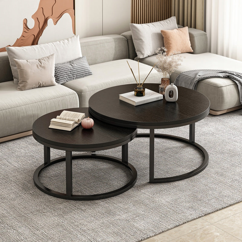 COFFEE TABLE ROUND SET OF 2 BLACK TABLES MODERN LOFT FOR LIVING ROOM Manufacturer code STOLIK KAWOWY ZESTAW 2 STOLIKÓW