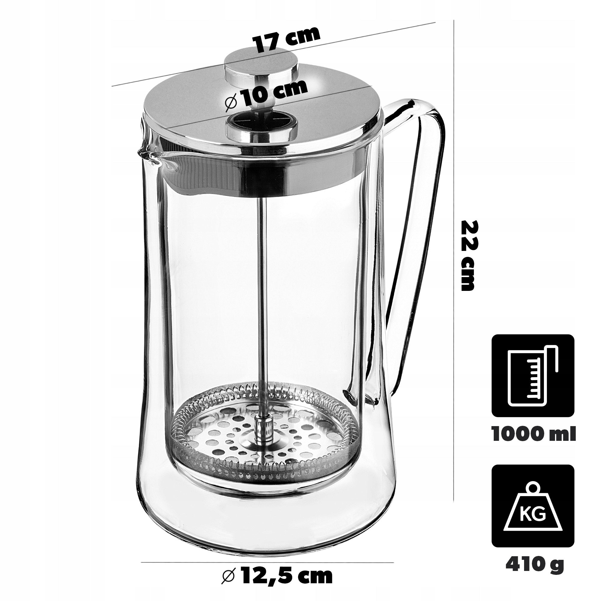 COFFEE TEA MAKER 1L HERBS PISTON COFFEE MAKER GLASS JUG 1000ml Manufacturer code K12328