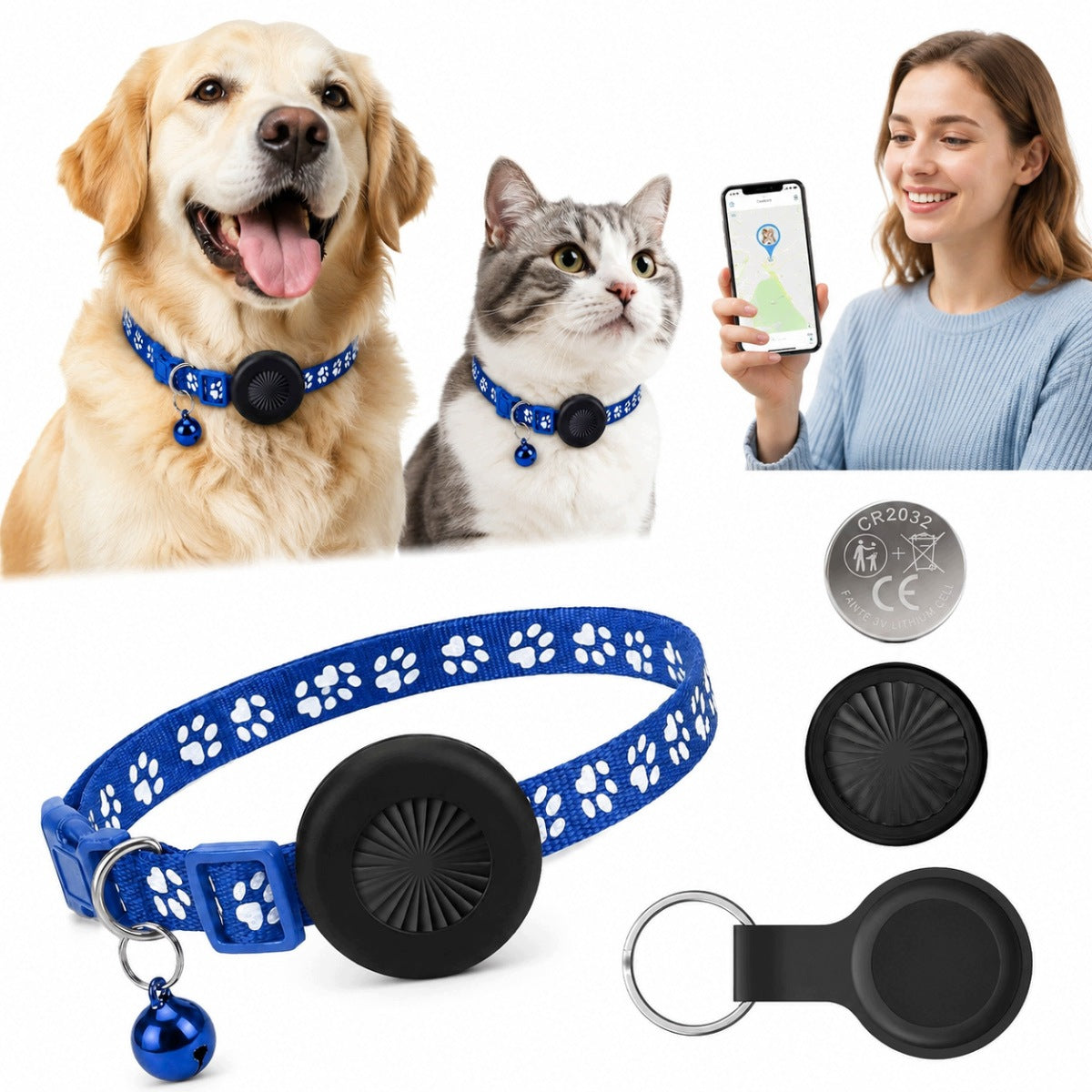 COLLAR LOCATOR GPS ANDROID IOS COMPATIBLE WITH AIRTAG FOR CAT DOG