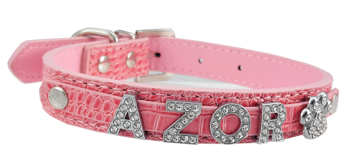 COLLAR WITH CAT DOG NAME IDENTIFIER DIAMONDS Brand DKM