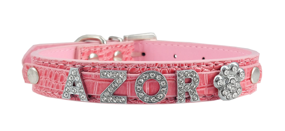 COLLAR WITH CAT DOG NAME IDENTIFIER DIAMONDS