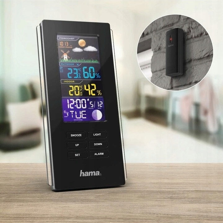 COLOR WEATHER STATION HAMA EDGE PRESSURE ALARM CLOCK Model Color Edge