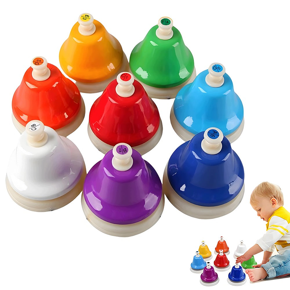 COLORFUL HAND BELLS 8 TONES MUSIC LEARNING SET FOR KIDS C MAJOR Kind rattle
