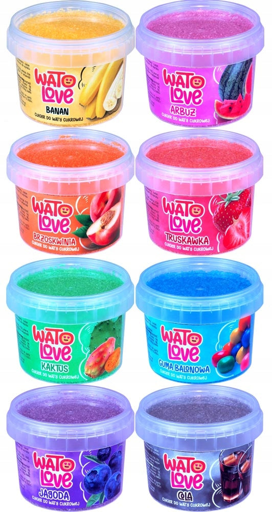 COLORFUL SUGAR FOR COTTON CANDY 8x100g STICKS MEASURE SUGARS FOR COTTON CANDY Manufacturer code WatoLove 8