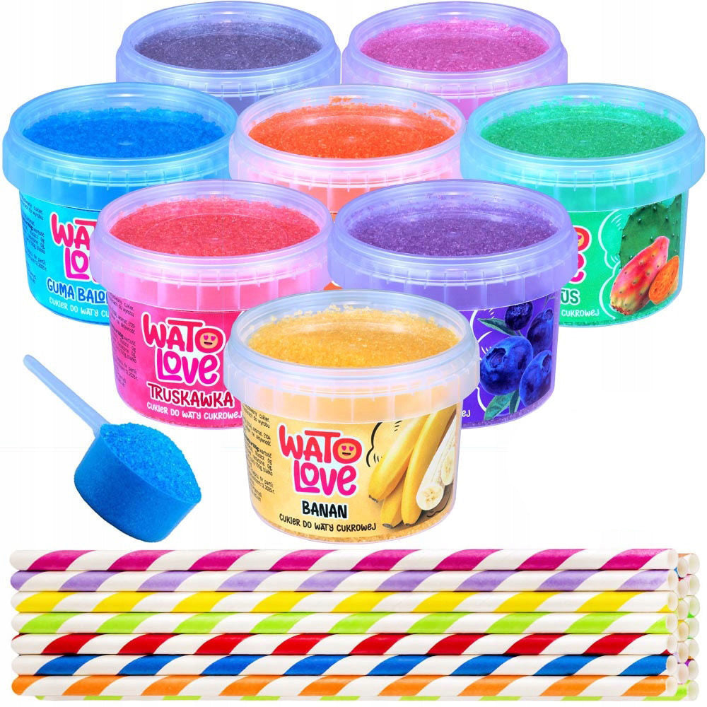 COLORFUL SUGAR FOR COTTON CANDY 8x100g STICKS MEASURE SUGARS FOR COTTON CANDY
