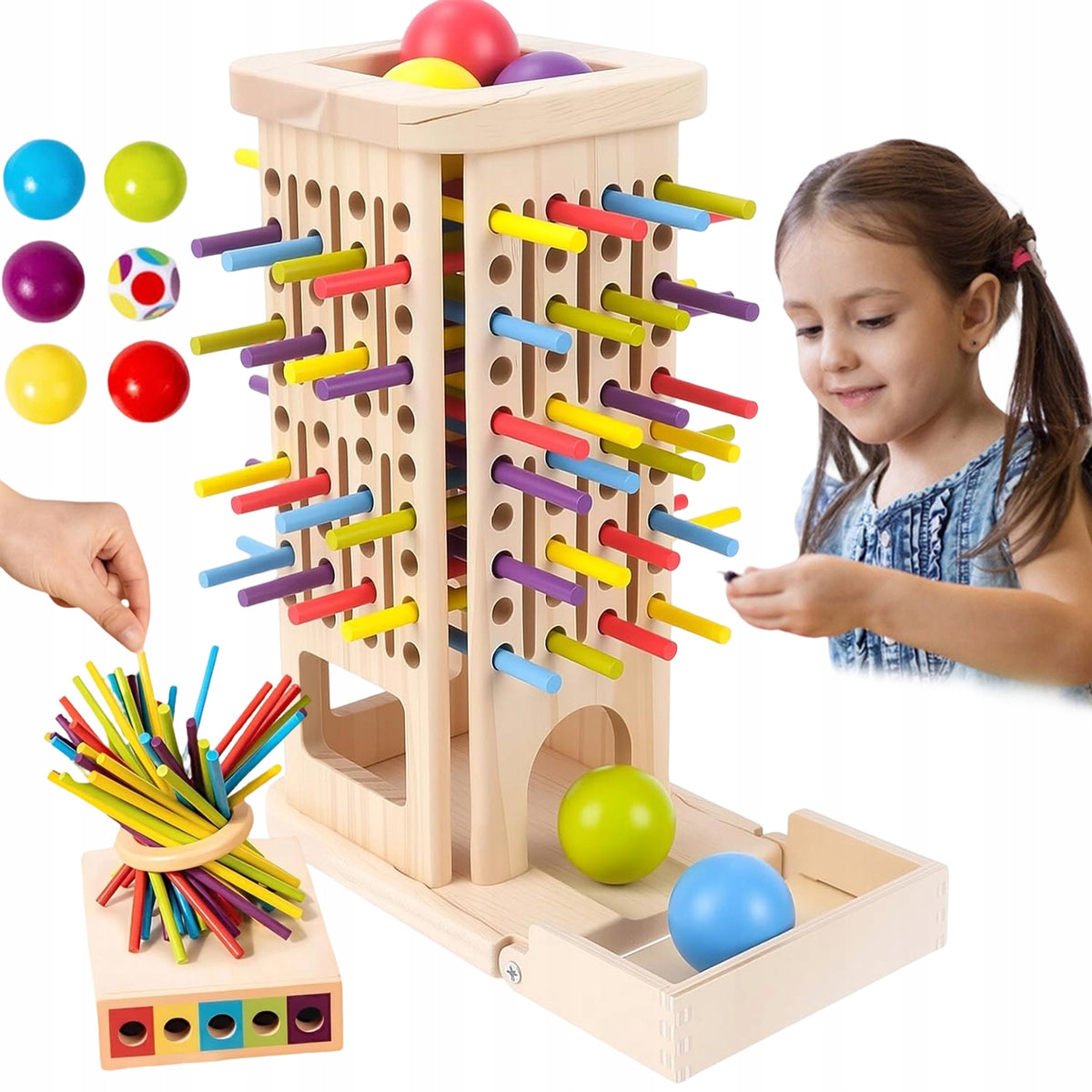COLORFUL WOODEN STICKS DICE GAME PATIENCE TRAINING FAMILY