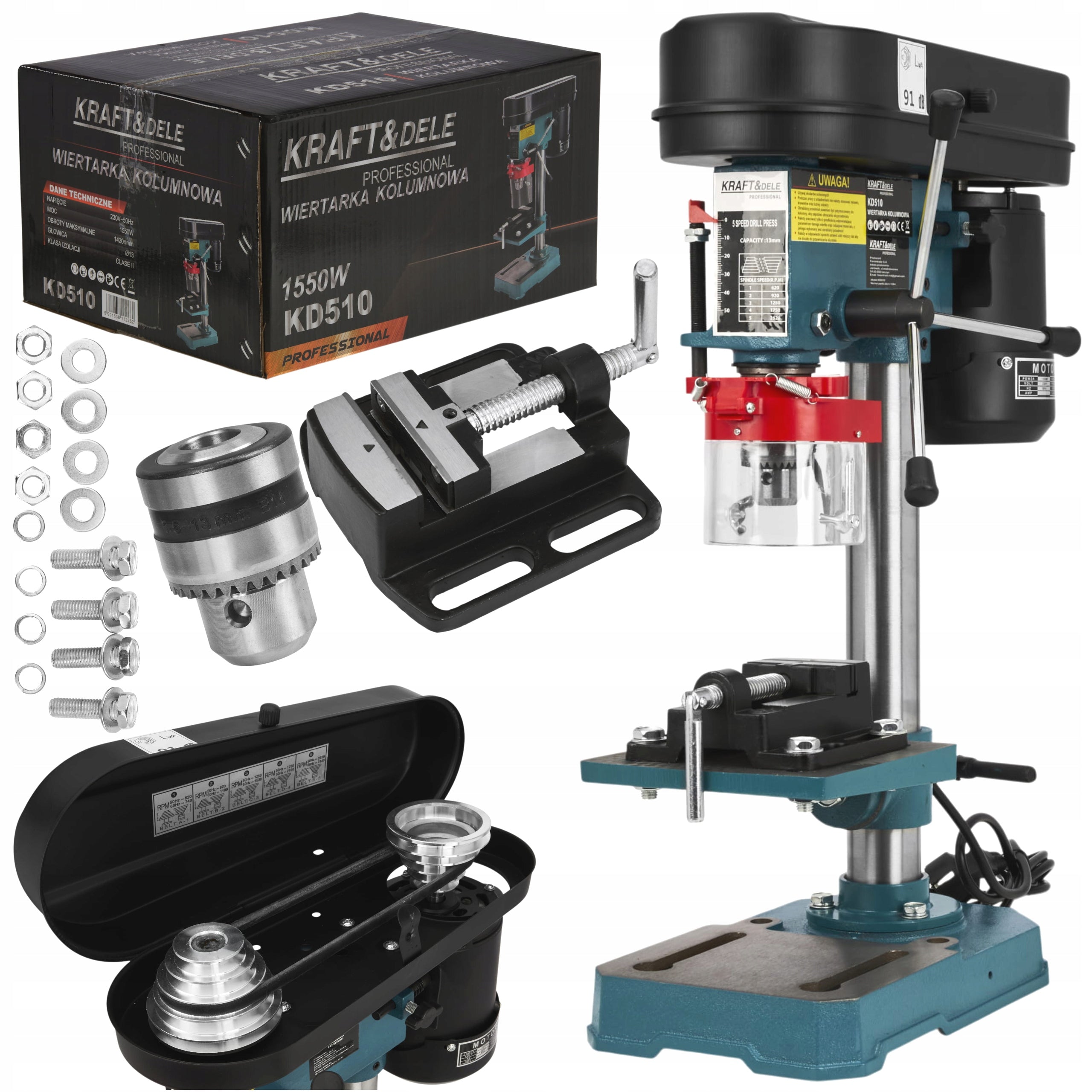 COLUMN DRILL INDUCTION POLE 1550W+VISE ADJUSTMENT KD510