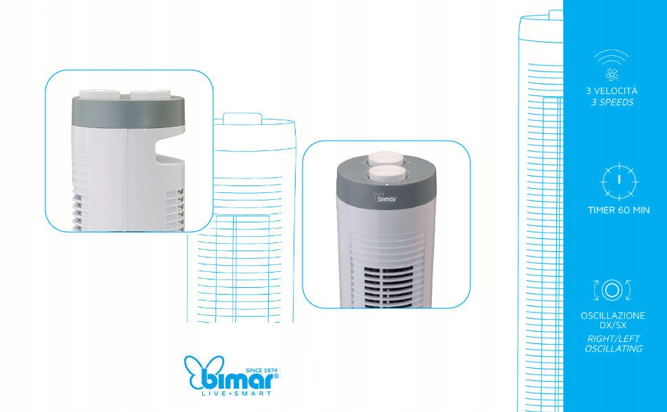 COLUMN FAN BIMAR FLOOR STANDING REMOTE CONTROL OSCILLATION TIMER Manufacturer code MWP2000301