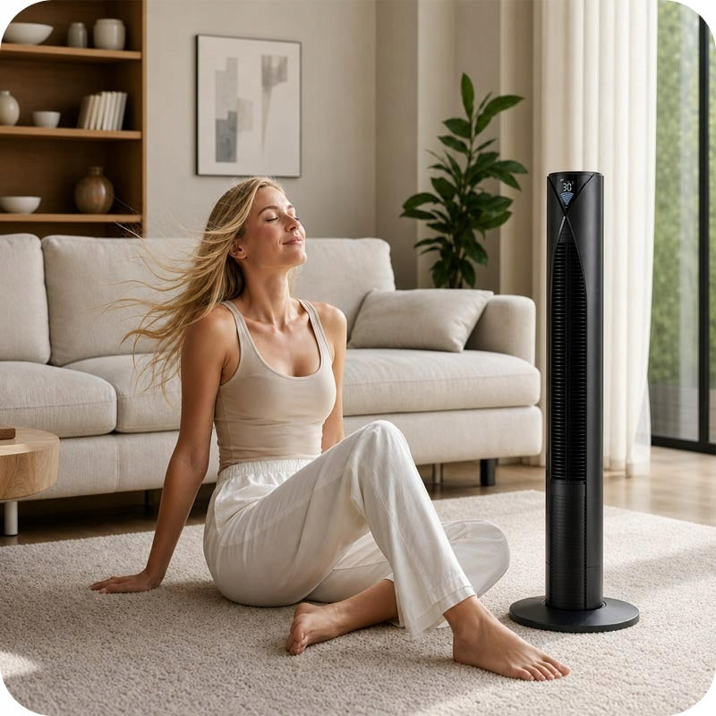 COLUMN FAN FLOOR STANDING FAN XXL 116 CM SILENT IONS +PILOT Brand Revento