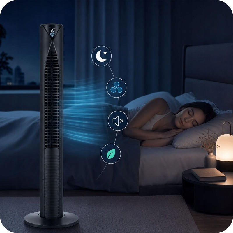 COLUMN FAN FLOOR STANDING FAN XXL 116 CM SILENT IONS +PILOT Model REVENTO Maximus