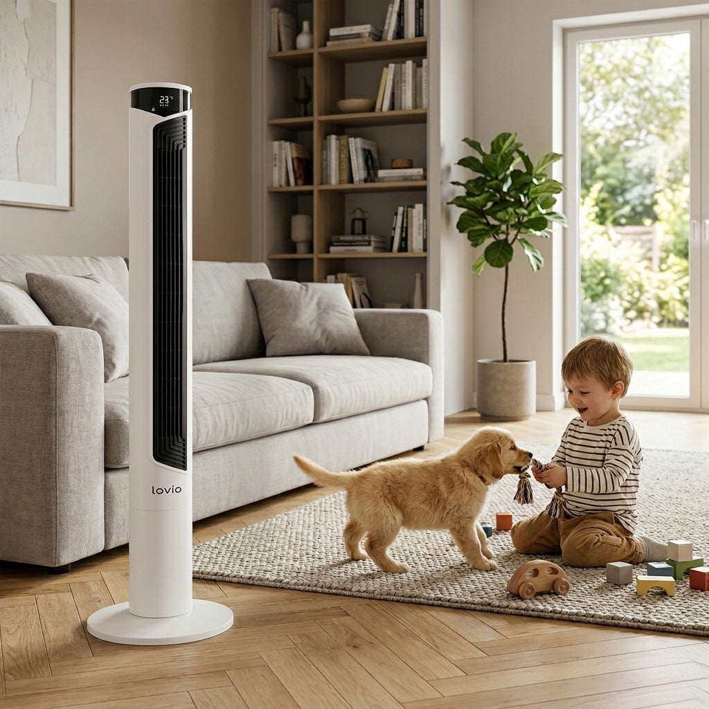 COLUMN FAN Floor standing fan QUIET WITH REMOTE CONTROL WHITE 118 cm Manufacturer code Wiatrak kolumnowy stojący LVTF101N24C-WH